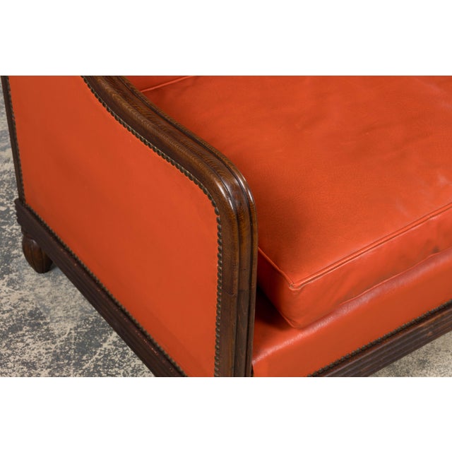 1930s French Art Deco Oak Canape in Faux Leather For Sale - Image 9 of 18