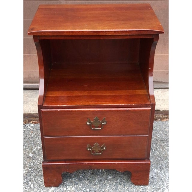Mid 20th Century Mahogany Single Deep Drawer Bedside Table by Hickory Manufacturing Company. Measure 18" in width, 14.75"...
