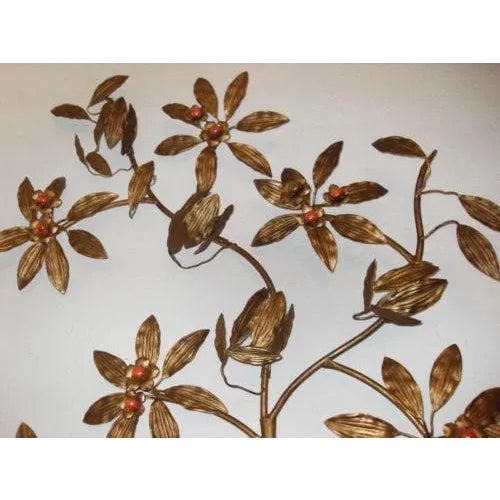 C. 1920s French Art Deco Antique Gilt Floral Wall Appliques - a Pair For Sale - Image 4 of 9
