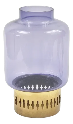 Mid-Century Scandinavian Glass & Brass Candleholder Model L 95 from Hans-Agne Jakobsson Ab Markaryd, Sweden, 1960s
