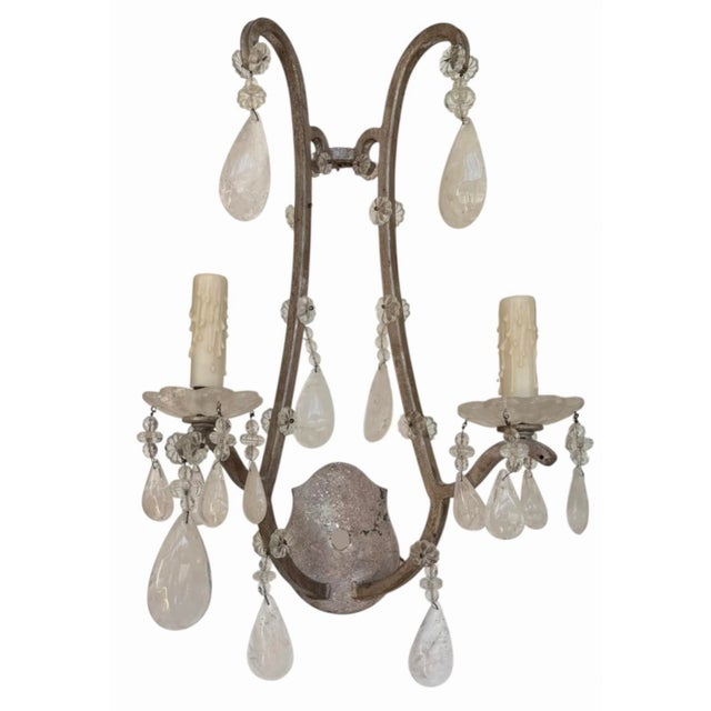 Formations Dennis & Leen for Formations Rock Crystal & Silver Gilt Iron Sconce - 1 of 4 For Sale - Image 4 of 5