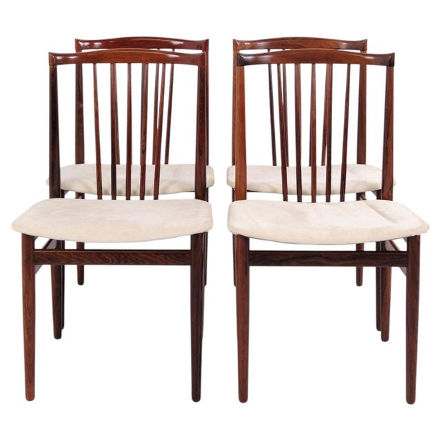 Dining Chairs in Rosewood with Light Upholstery by Henning Sørensen, 1960s, Set of 4 For Sale - Image 12 of 12