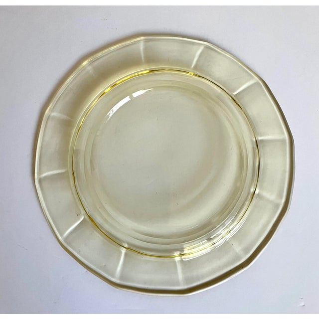 Glass Early 20th Century Set of 6 Yellow Depression Era Dessert Salad Plates For Sale - Image 7 of 8