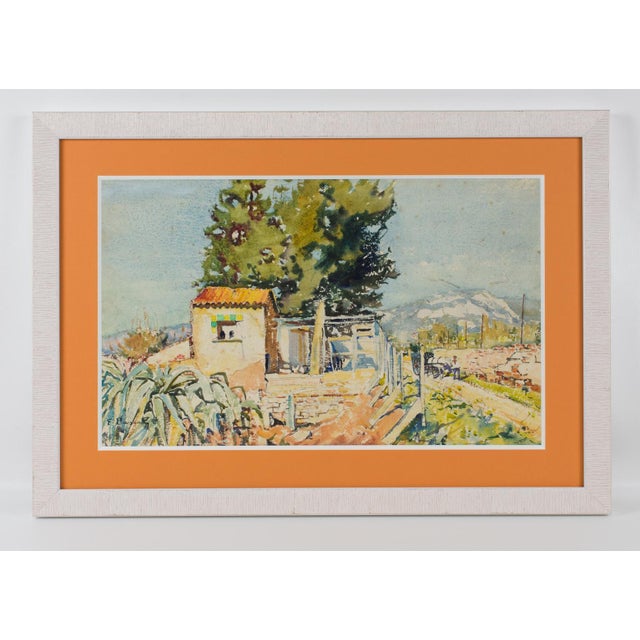 Landscape in Provence Watercolor Painting by Francois Pascal, Circa 1940 For Sale - Image 10 of 15