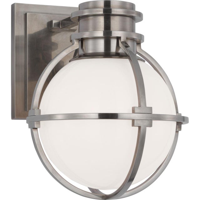 Chapman & Myers for Visual Comfort Signature Gracie Single Sconce in Polished Nickel with White Glass For Sale
