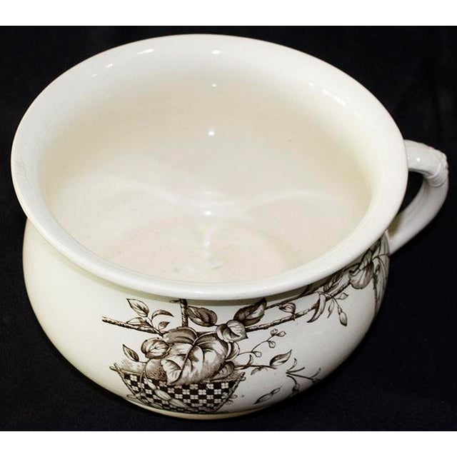 885 Antique Wallis Gimson & Co "Fuschia" Chamber Pot, Victorian Aesthetic Movement Brown Transferware Earthenware, Repurposed Planter For Sale - Image 4 of 6