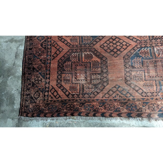 Textile Vintage Hand Knotted Oriental Red & Black Geometric Area Rug Carpet 9' X 11' For Sale - Image 7 of 16