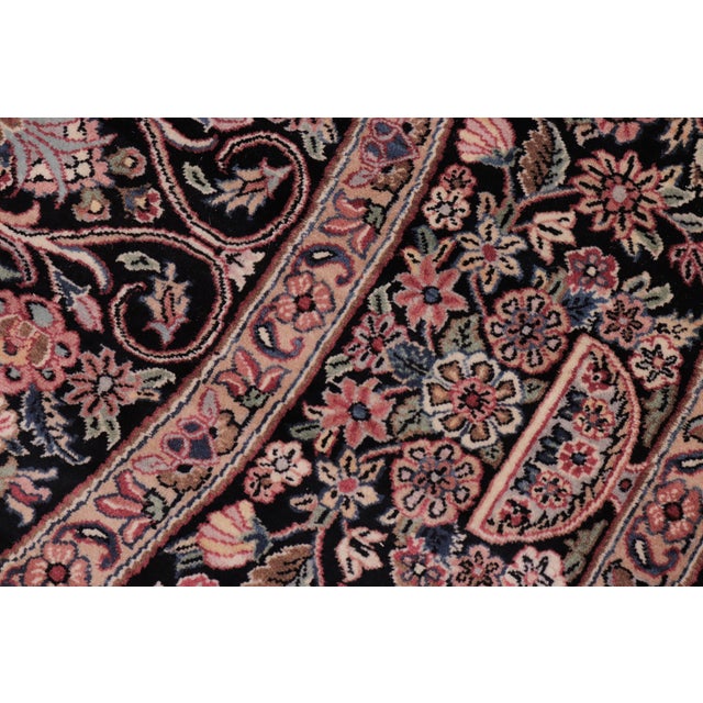 Art Nouveau 1990's Pak-Persian Black/Pink Wool Round Rug- 8'1'' X 8'3'' For Sale In New York - Image 6 of 9