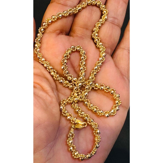 Gold Vintage 14 Karat Yellow Gold 13 Gm, Twisted Chains With Balls in Between For Sale - Image 8 of 14