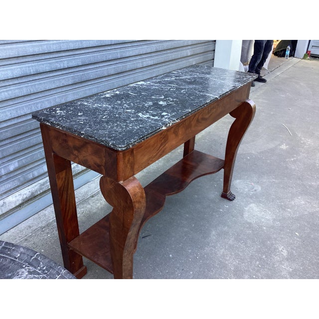 Wood French Antique Empire Console Table W/Marble Top For Sale - Image 7 of 9