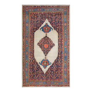 Outstanding Ivory and Red Color With Unique Medallion Design Antique Bijar Rug