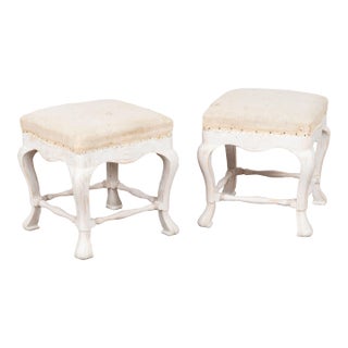 20th Century Swedish White Tabouret Pair of Stools For Sale