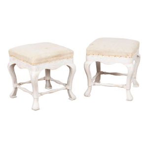 20th Century Swedish White Tabouret Pair of Stools