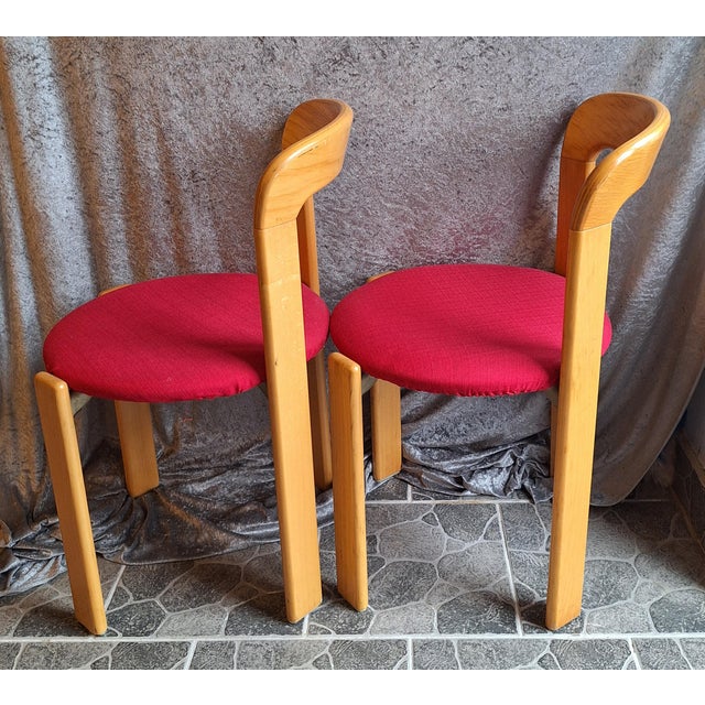 1970s Vintage Chairs with Red Upholstered Covers by Bruno Rey, 1970s, Set of 2 For Sale - Image 5 of 7