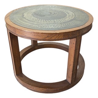 1970s Italian Brutalist Etched Side Table by G. Urso For Sale