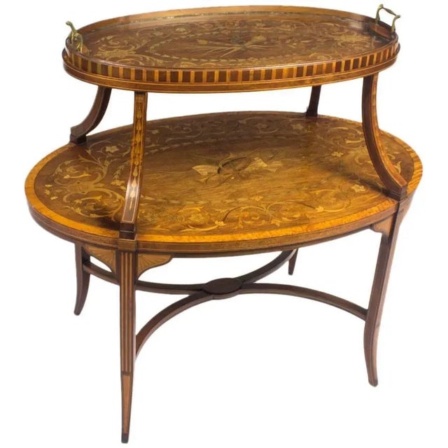 19th Century English Mahogany & Satinwood Etagere Tray Table For Sale - Image 11 of 11