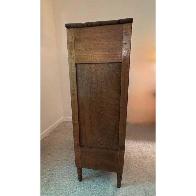 Antique Walnut Pie Safe With Star & Vase Tins C. 1830 For Sale - Image 4 of 12