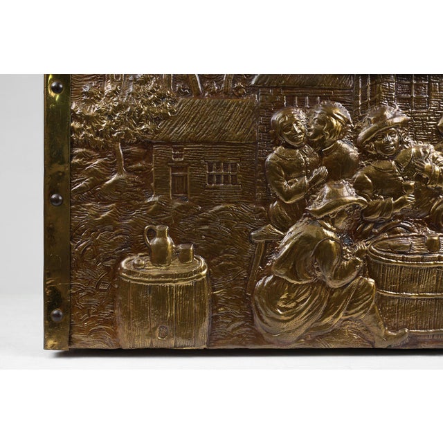 Large Chest with Sculpted Copper Relief, Belgium, 1930s For Sale - Image 10 of 13