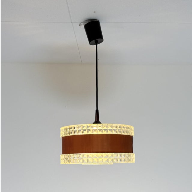 Brown Vintage Pendant Lamp with Brown Ring, 1970s For Sale - Image 8 of 8