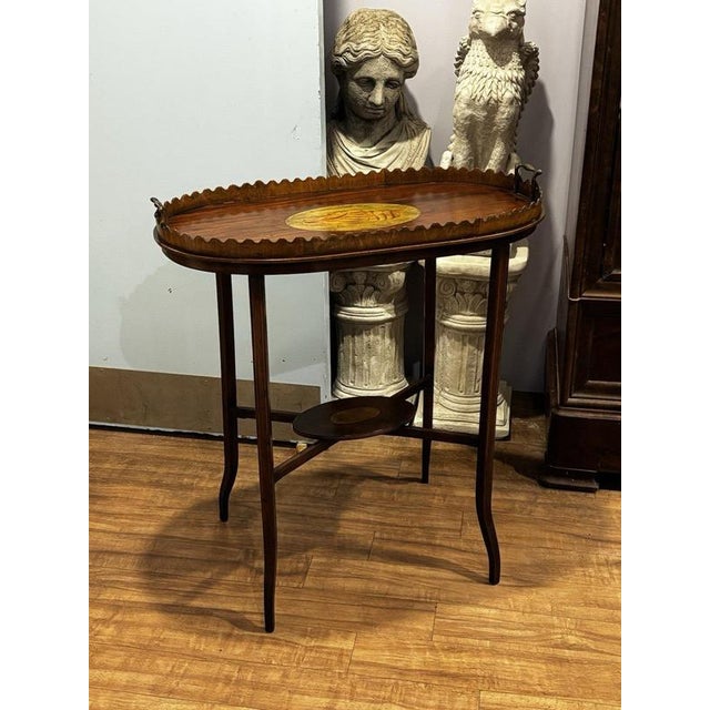 Wood Antique English Wood Tray Top Serving Table For Sale - Image 7 of 12