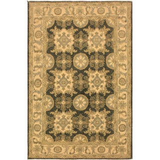1990s Boho Chic Kafkaz Gray/Ivory Hand-Knotted Rug - 4'3 X 6'1 For Sale
