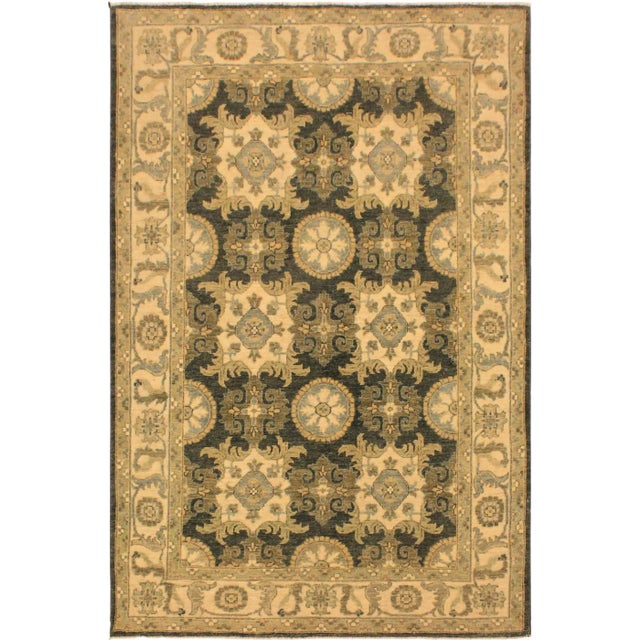 1990s Boho Chic Kafkaz Gray/Ivory Hand-Knotted Rug - 4'3 X 6'1 For Sale
