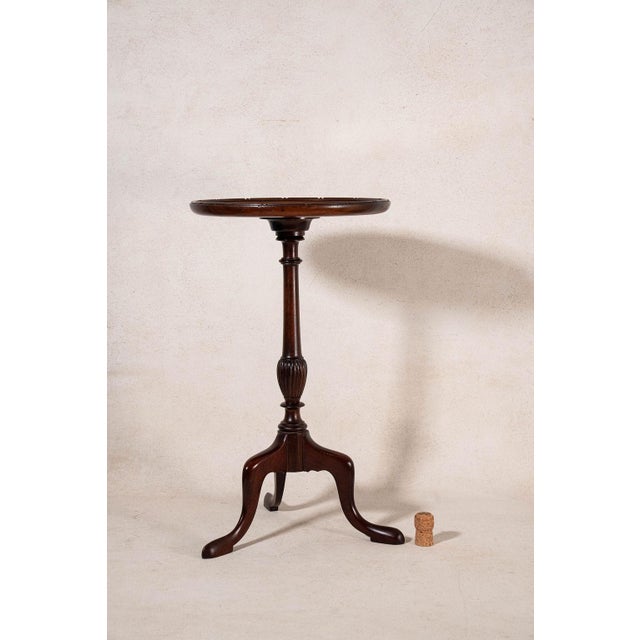 English Mahogany Wine Table With Line + Dot Rim (C. 1930s) For Sale - Image 4 of 6