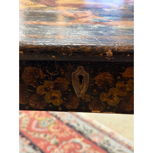 Black Antique 19th Century French Chinoiserie Hand-Painted Black and Gilt Ladies Writing Desk For Sale - Image 8 of 12