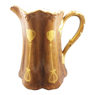 Antique Bell Pottery b.p. Co. Findlay Ohio Porcelain Handpainted Pitcher For Sale
