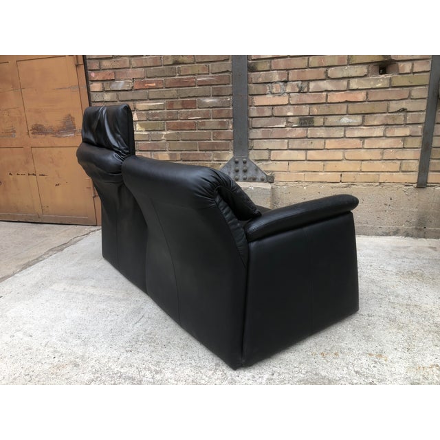 Two-Seater Sofa in Black Genuine Leather by Hans Kaufeld for de Sede, 1980s For Sale - Image 14 of 15
