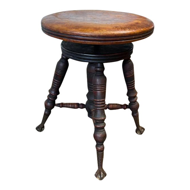 19th Century Antique Claw and Ball Foot Piano Stool For Sale