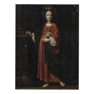 Florentine School, Saint Catherine of Alexandria, 17th Century, Paint For Sale