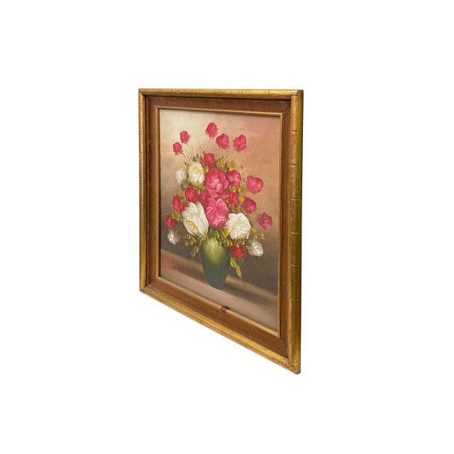 This beautiful oil painting canvas art features a stunning arrangement of pink and white rose blossoms. The roses are...