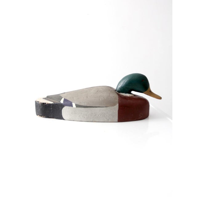 Cabin Vintage Folk Art Mallard Duck Decoy Large For Sale - Image 3 of 13