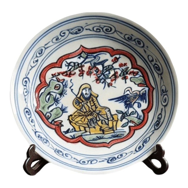 Chinese Ceramic Plate,Kangxi Marked Blue and White Porcelain Plate Hand Painted Figures Story Pattern For Sale