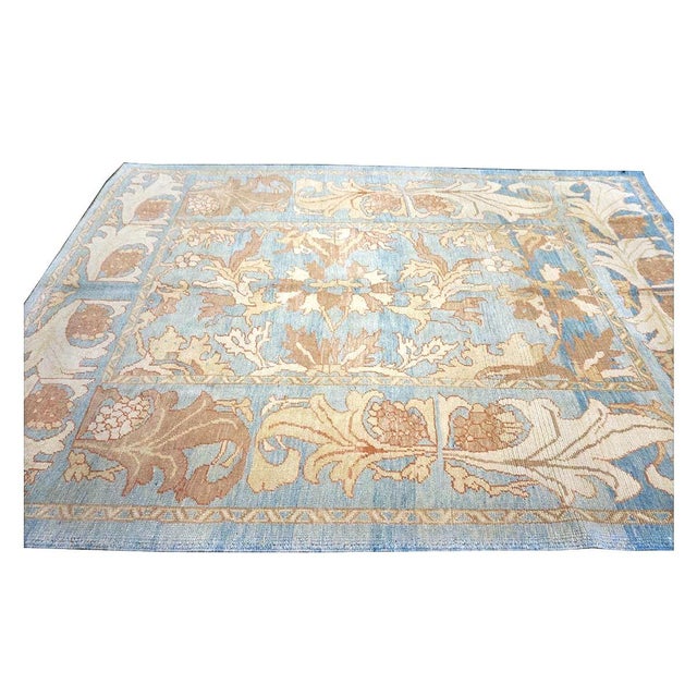 21st Century Turkish Donegal Oushak 8x11 Blue, Ivory, & Clay Area Rug #1140682 For Sale - Image 9 of 11