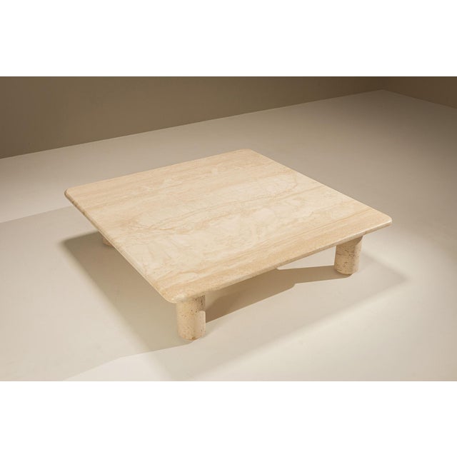Square Travertine Coffee Table, Italy, 1970s For Sale - Image 6 of 13