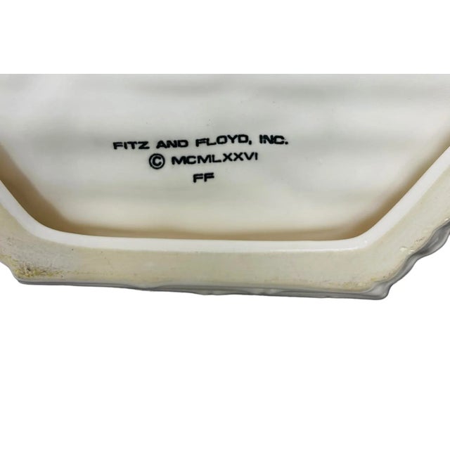 Vintage Fitz & Floyd Ceramic Bamboo White Hexagonal Trinket Dish For Sale In Tampa - Image 6 of 7