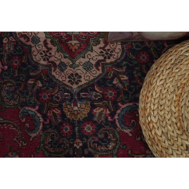 1970s Vintage Persian Handmade Wool 10x13 Red Area Rug For Sale - Image 10 of 12