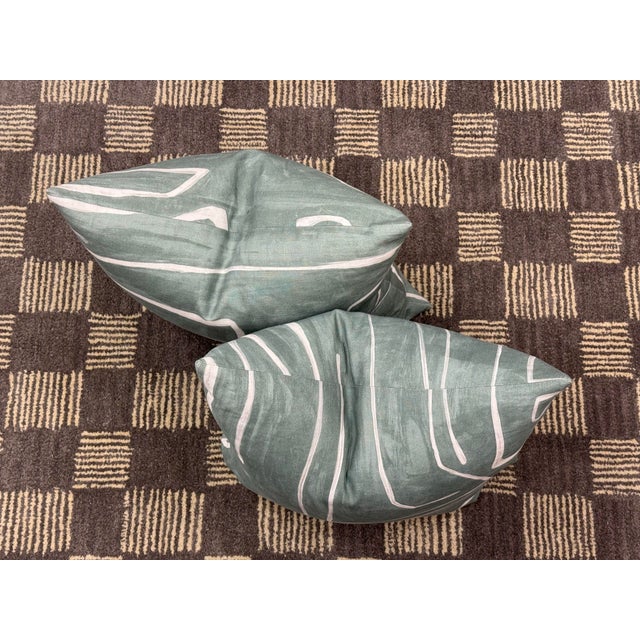 Kelly Wearstler Graffito Denim Linen Pillows, Pair For Sale In San Francisco - Image 6 of 12
