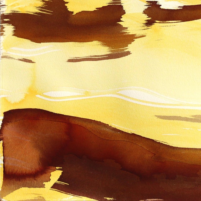 Golden Hour Landscape 1 - Abstract Expressive Warm Tone Ink Painting on Paper Original Artwork by Bettina Mauel For Sale - Image 4 of 6
