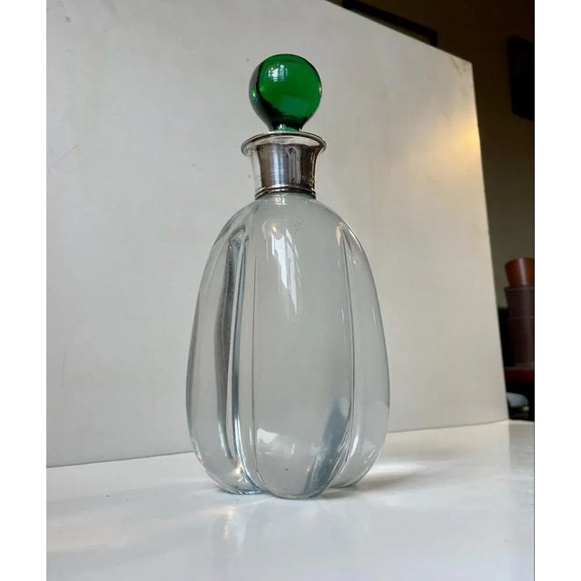 Metal Art Deco Strombergshyttan Decanter in Crystal and Silver, 1930s For Sale - Image 7 of 7