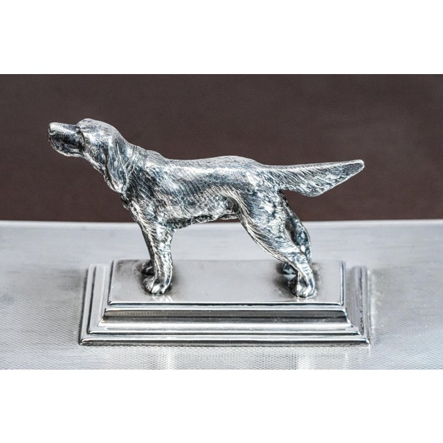 Hunting Theme Dog English Antique Engine Turned Sterling Silver Writing Ink Blotter Desk Office Home Decor For Sale - Image 4 of 14