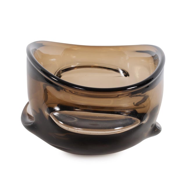 Brown Smokey Umber Glass Bowl For Sale - Image 8 of 11