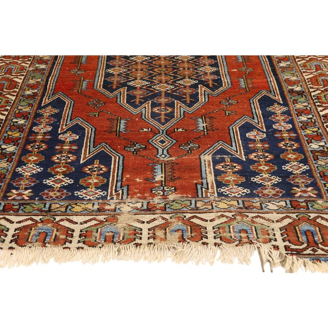 Late 19th Century Persian Mazlaghan Hamadan Rug, 04'01 X 05'10 For Sale - Image 4 of 10