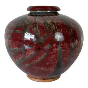 Vintage Handmade & Painted Abstract Design Decorative Vase, Signed
