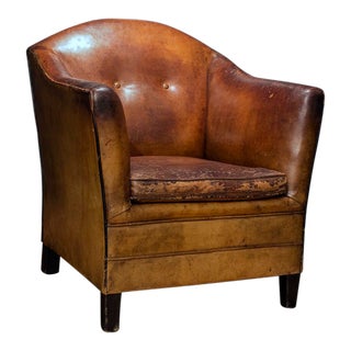 1960s Vintage Bart Van Bekhoven From Holland Leather Armchair For Sale