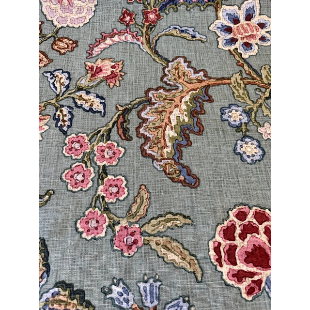 Traditional Cowtan & Tout Aubury Linen Hand Print Fabric 2 5/8 Yards Color Rose and Teal For Sale - Image 3 of 7