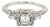Vintage Dainty Emerald Cut Natural Diamond Ring in 18k White Gold, Size 6.5 For Sale