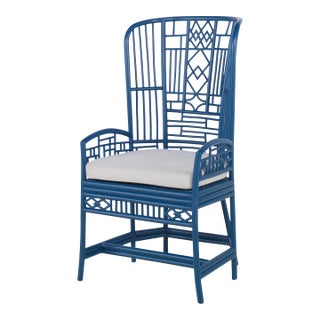 Riviera Rattan Desk Chair, Navy For Sale